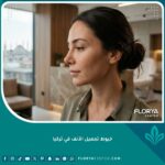 نتيجة تجميل الأنف بالخيوط في تركيا لرفع أرنبة الأنف وتحديدها بدون جراحة.