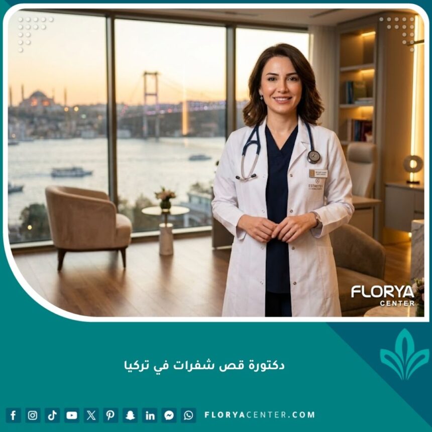 دكتورة متخصصة في عمليات قص الشفرات في تركيا داخل عيادة طبية حديثة في اسطنبول.