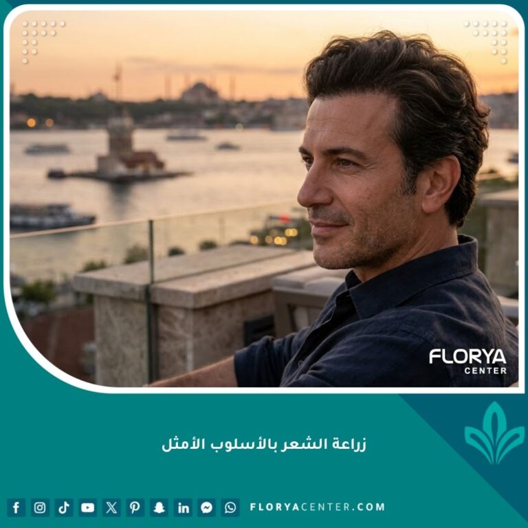 واجهة مقال عن زراعة الشعر بالأسلوب الأمثل تظهر رجل حليق الذقن بنتيجة طبيعية جداً وكثافة مثالية لخط الشعر الأمامي في إسطنبول دون مظهر شعر الدمية.