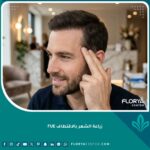 واجهة مقال عن زراعة الشعر بالاقتطاف FUE تظهر رجل سعيد بنتيجة كثافة خط الشعر الأمامي بعد العملية في مركز تجميلي راقي.