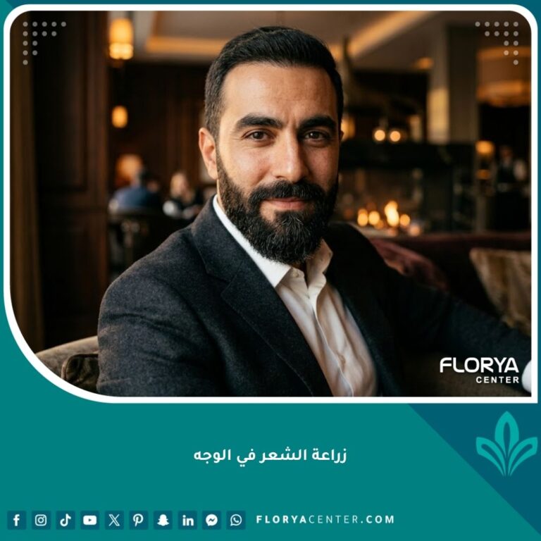 رجل وسيم ذو لحية وشارب وحواجب كثيفة ومحددة تمامًا بعد عملية زراعة شعر الوجه الناجحة - مظهر طبيعي وجذاب.