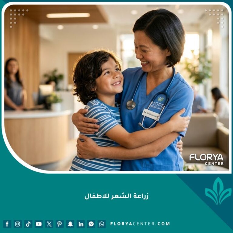 طفل مبتسم بثقة بعد نجاح عملية زراعة الشعر للأطفال في عيادة حديثة.