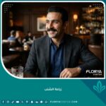 رجل وسيم ذو شنب كثيف ومرتب بعد عملية زراعة الشنب الناجحة، يظهر نتائج طبيعية وجذابة.