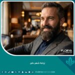 رجل واثق ذو لحية كثيفة ومحددة بشكل طبيعي بعد عملية زراعة شعر الدقن - صورة سينمائية عالية الجودة.