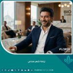 رجل عربي مبتسم وواثق يظهر نتائج طبيعية وكثيفة لعملية زراعة الشعر الصناعي (بيوفايبر) في إسطنبول.