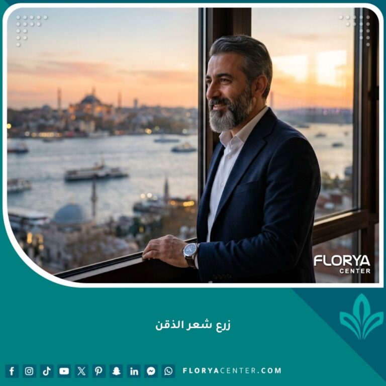 رجل واثق ذو لحية كثيفة وطبيعية بعد عملية ناجحة لزراعة شعر الذقن في إسطنبول، تظهر النتائج النهائية الجذابة.