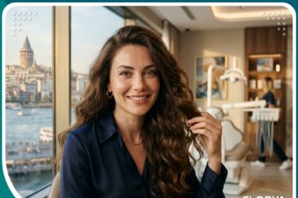 صورة مميزة لامرأة بشعر كثيف وطبيعي بعد عملية زراعة الشعر للنساء بدون حلاقة في اسطنبول تركيا.