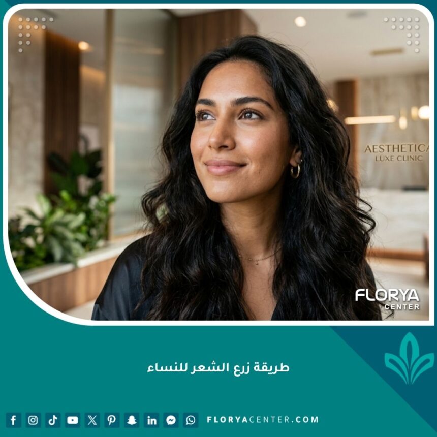 النتيجة النهائية الناجحة لعملية زرع الشعر للنساء، تظهر امرأة بشعر كثيف وطبيعي مفعمة بالثقة.