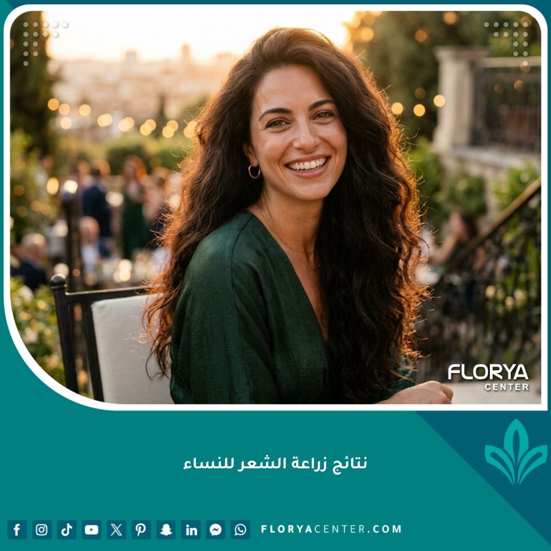 امرأة سعيدة وواثقة تظهر نتائج زراعة الشعر الطبيعية والكثيفة للنساء.