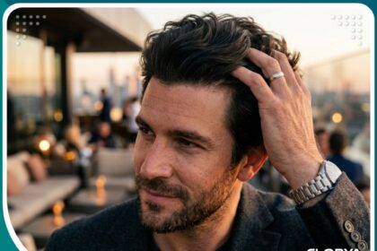 صورة سينمائية مقربة لرجل يظهر نتائج عملية زراعة شعر ناجحة وكثافة طبيعية.
