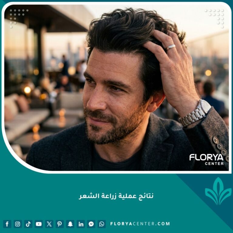 صورة سينمائية مقربة لرجل يظهر نتائج عملية زراعة شعر ناجحة وكثافة طبيعية.