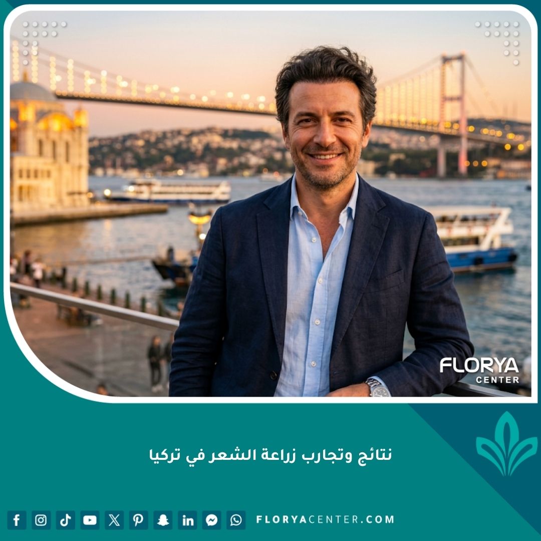 صورة مميزة لرجل واثق من نفسه بنتائج زراعة الشعر الناجحة في تركيا مع خلفية بانورامية لمضيق البوسفور وإسطنبول.