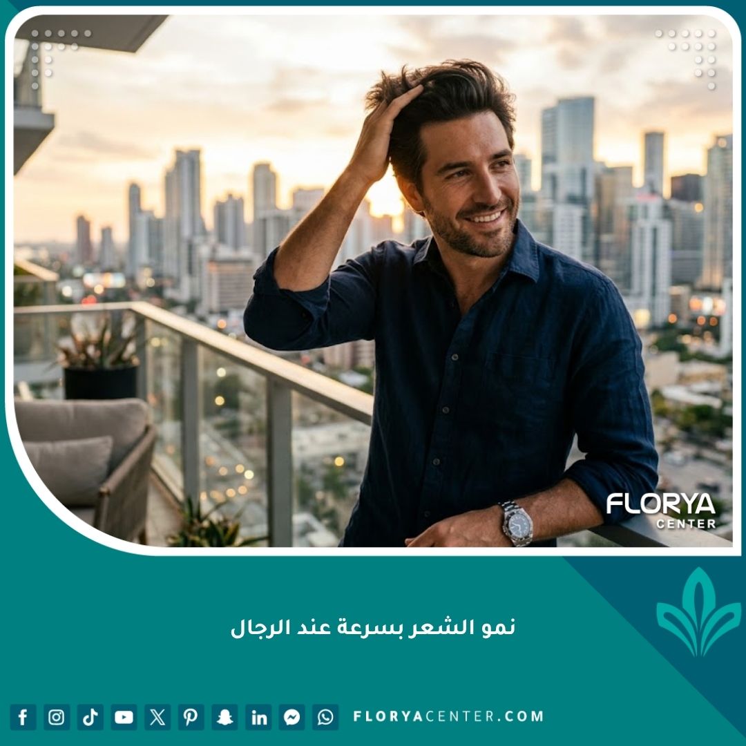 رجل واثق يتمتع بشعر كثيف وصحي نتاج استخدام طرق نمو الشعر بسرعة عند الرجال.