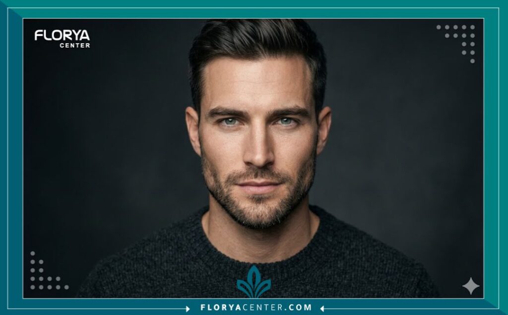 ترميم كسور عظام الوجه الجمالية 5 نموذج لرجل يظهر تماثل ملامح الوجه وهيكل العظام الطبيعي بعد جراحة ترميم ناجحة.