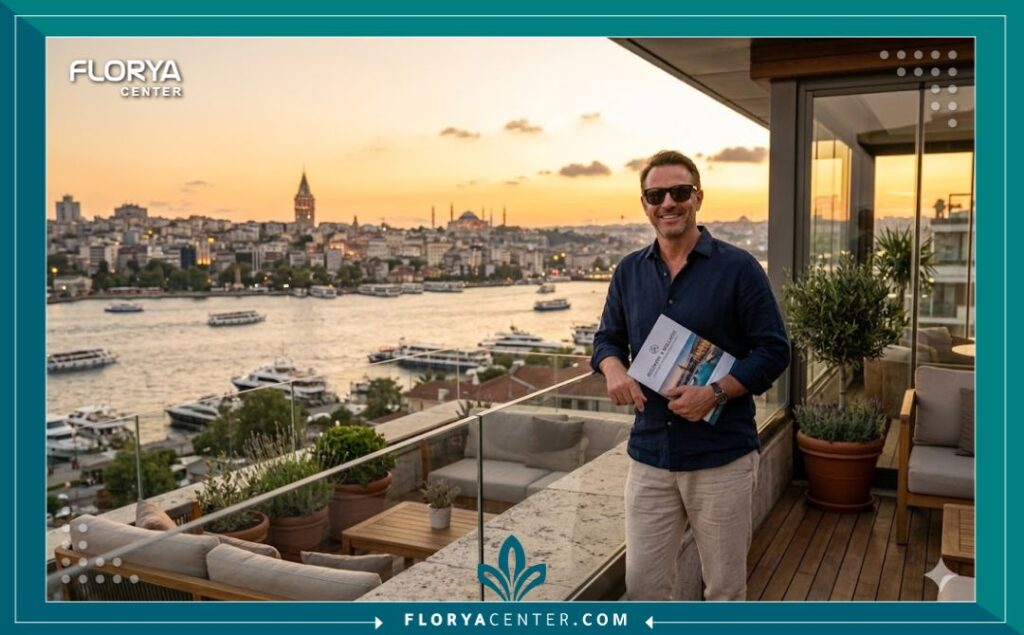 مريض يستمتع بجمال اسطنبول ومضيق البوسفور خلال فترة النقاهة بعد عملية تغيير لون العين في تركيا.