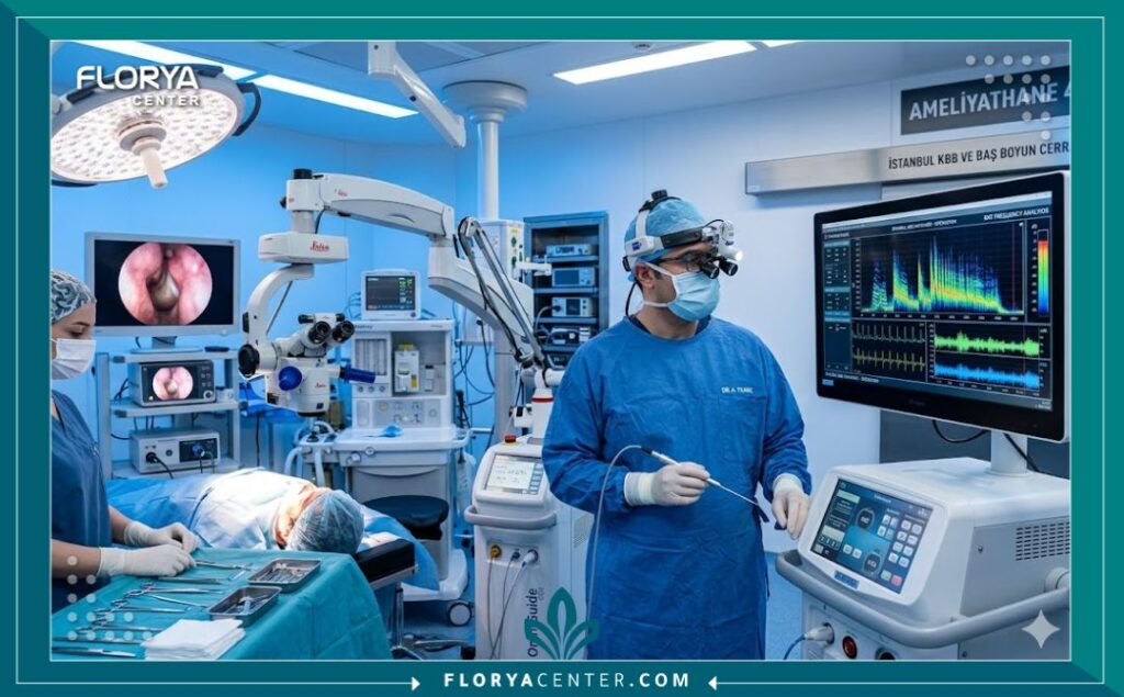 غرفة عمليات حديثة في مستشفى تركي مجهز بأحدث التقنيات لجراحات تغيير الصوت.