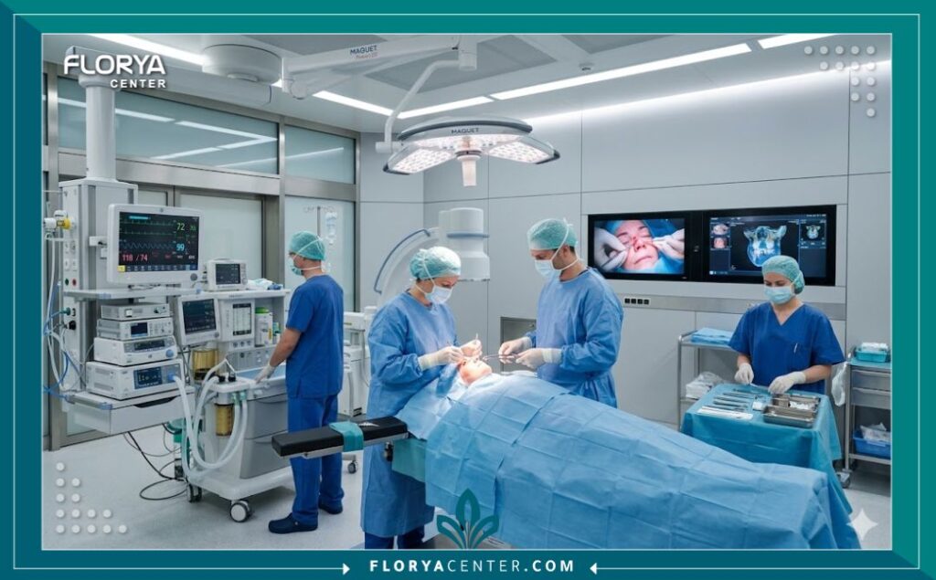 غرفة عمليات حديثة ومجهزة بأحدث التقنيات في أفضل مستشفيات جراحة التجميل في تركيا.