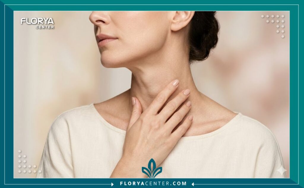 صورة تجميلية مقربة تركز على منطقة الحنجرة والرقبة المستهدفة في عملية تنعيم الصوت في تركيا.