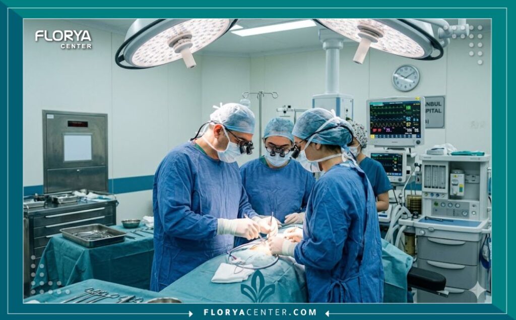 جراحة الحنجرة التجميلية في تركيا 4 غرفة عمليات حديثة في تركيا أثناء إجراء جراحة دقيقة للحنجرة.