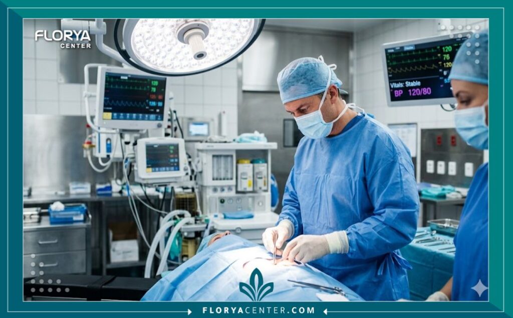غرفة عمليات حديثة ومجهزة بأحدث التقنيات الطبية لجراحات تجميل الوجه وتصغير الجبهة في تركيا.