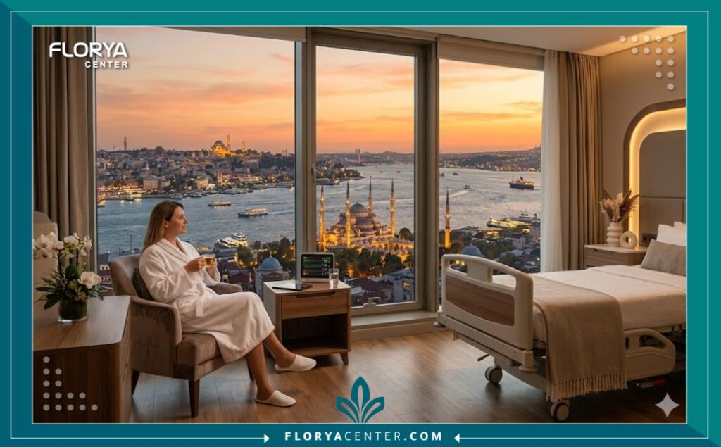 شد الوجه بتقنية الـ Dual-plane 6 إطلالة فاخرة على مضيق البوسفور من مركز تعافي طبي، تعكس ريادة جراحة التجميل في تركيا لشد الوجه.