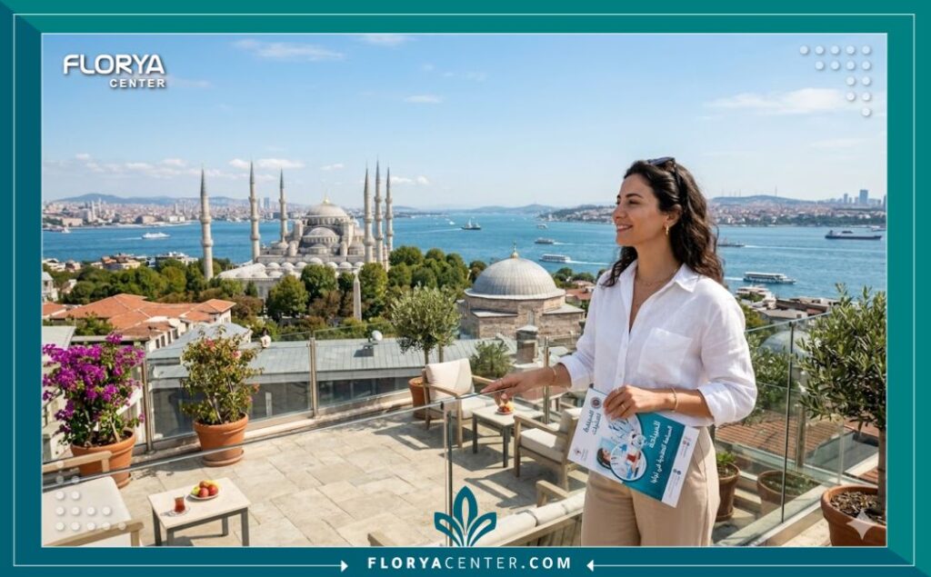مريضة تستمتع بمنظر مضيق البوسفور بعد الانتهاء من رحلة علاجية في تركيا