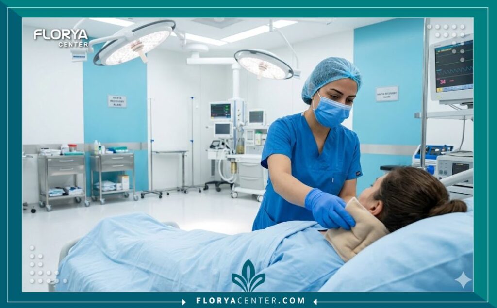 لقطة واقعية داخل مستشفى حديث في تركيا بعد الانتهاء من عملية تجميل الصوت.