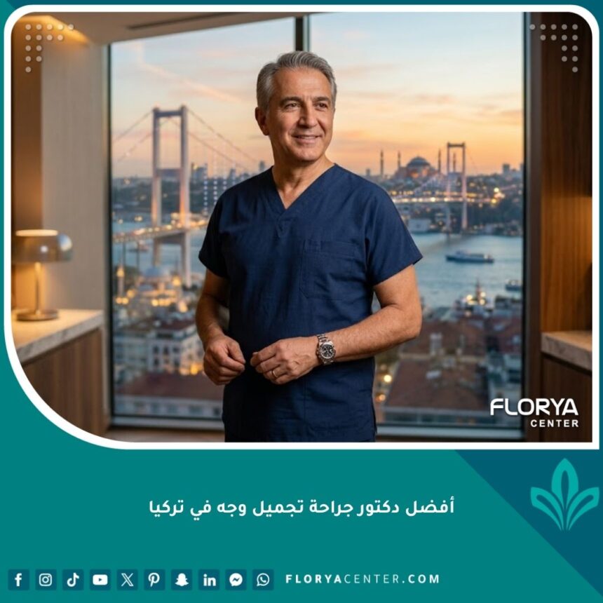 أفضل دكتور جراحة تجميل وجه في تركيا ذو خبرة وسمعة طيبة يقف في عيادته الفاخرة المطلة على البوسفور في اسطنبول.