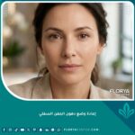 صورة مقربة لعيون شابة تظهر نتيجة عملية إعادة وضع دهون الجفن السفلي وتعبئة تجويف الدمع بنجاح.