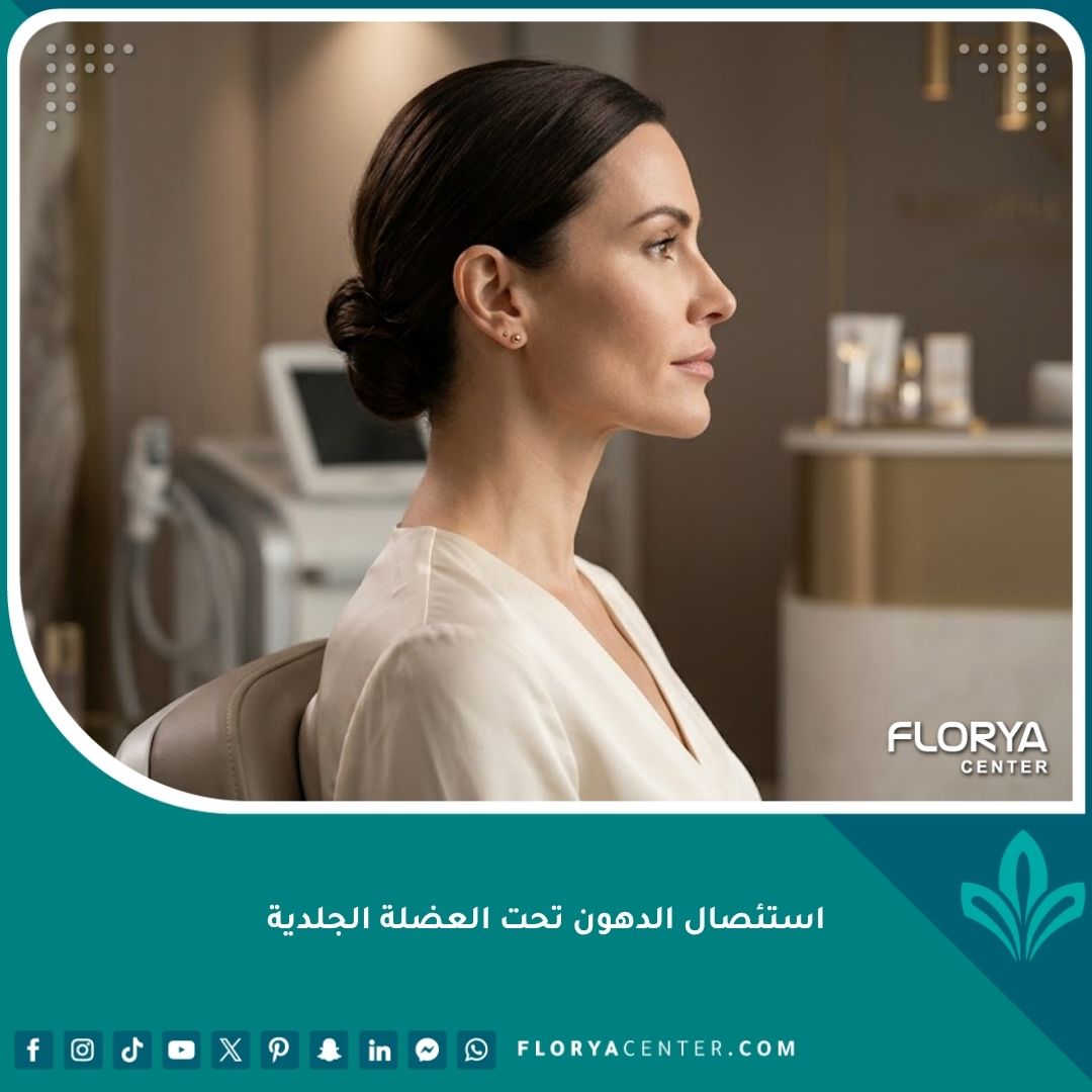 صورة جانبية تبرز التحديد العميق لزاوية الفك ونتائج عملية استئصال الدهون تحت العضلة الجلدية لرقبة مشدودة وجذابة.