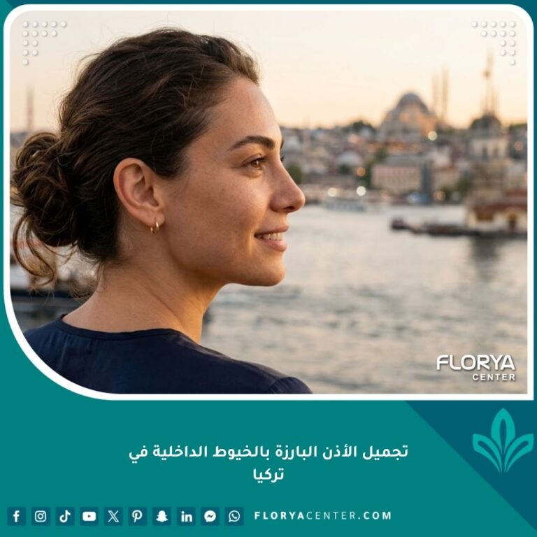 نتيجة نهائية طبيعية وجذابة بعد عملية تجميل الأذن البارزة بالخيوط الداخلية في تركيا، تظهر سيدة بثقة ومظهر أذن متناسق.