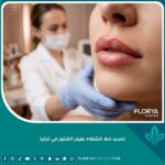 صورة سينمائية مقربة لشفاه امرأة محددة بدقة وبشكل طبيعي باستخدام فيلر الكنتور في عيادة تجميل راقية في تركيا، تظهر النتيجة الدقيقة غير المبالغ فيها.