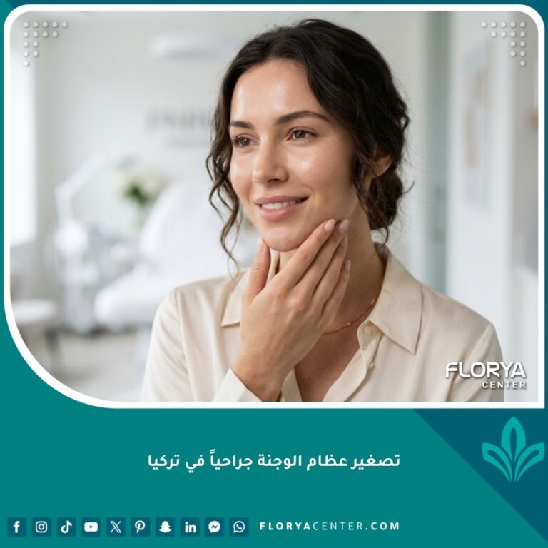 امرأة تتمتع بملامح وجه متناسقة وناعمة بعد إجراء عملية تصغير عظام الوجنة جراحياً في تركيا للتخلص من الوجه العريض.