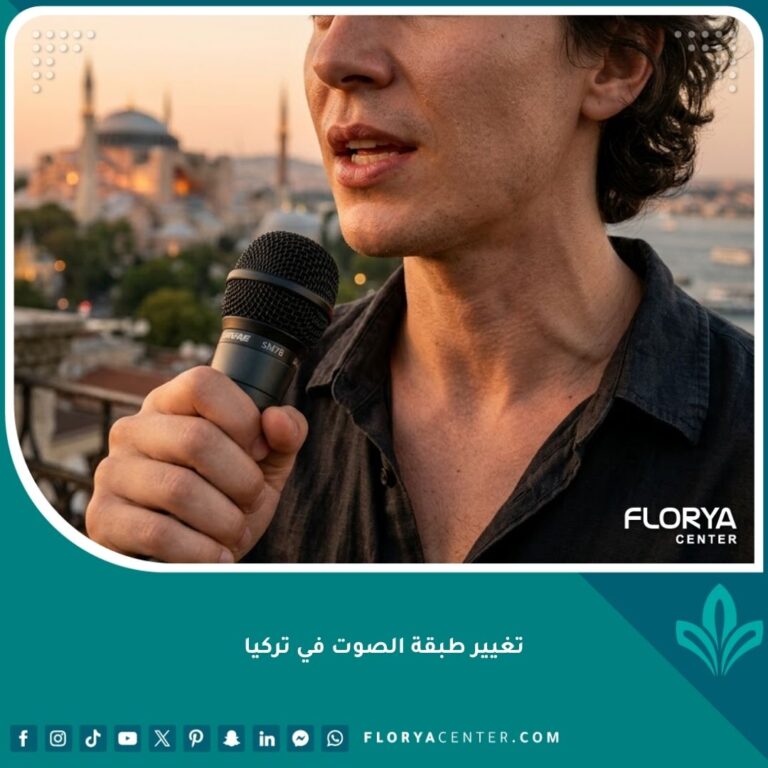 شخص يتحدث بثقة بعد عملية تغيير طبقة الصوت في إسطنبول مع خلفية لآيا صوفيا ومضيق البوسفور وقت الغروب.