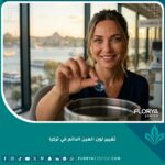 امرأة سعيدة تتخلص من العدسات اللاصقة بعد عملية تغيير لون العين الدائم في تركيا وبشكل طبيعي.