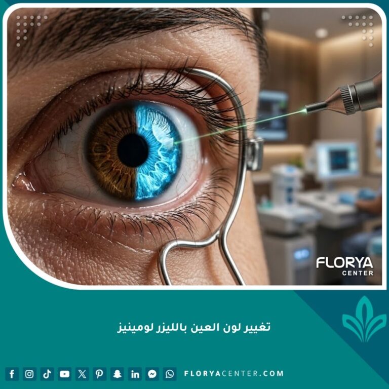 تغيير لون العين بالليزر لومينيز قبل وبعد من البني إلى الأزرق