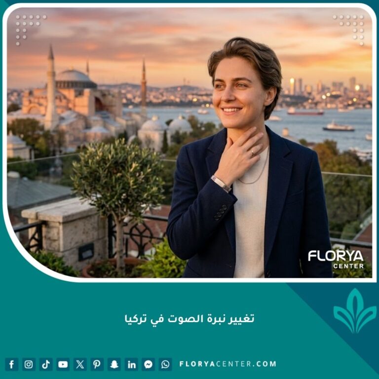 شخص سعيد بنتيجة عملية تغيير نبرة الصوت في إسطنبول مع خلفية لمضيق البوسفور.