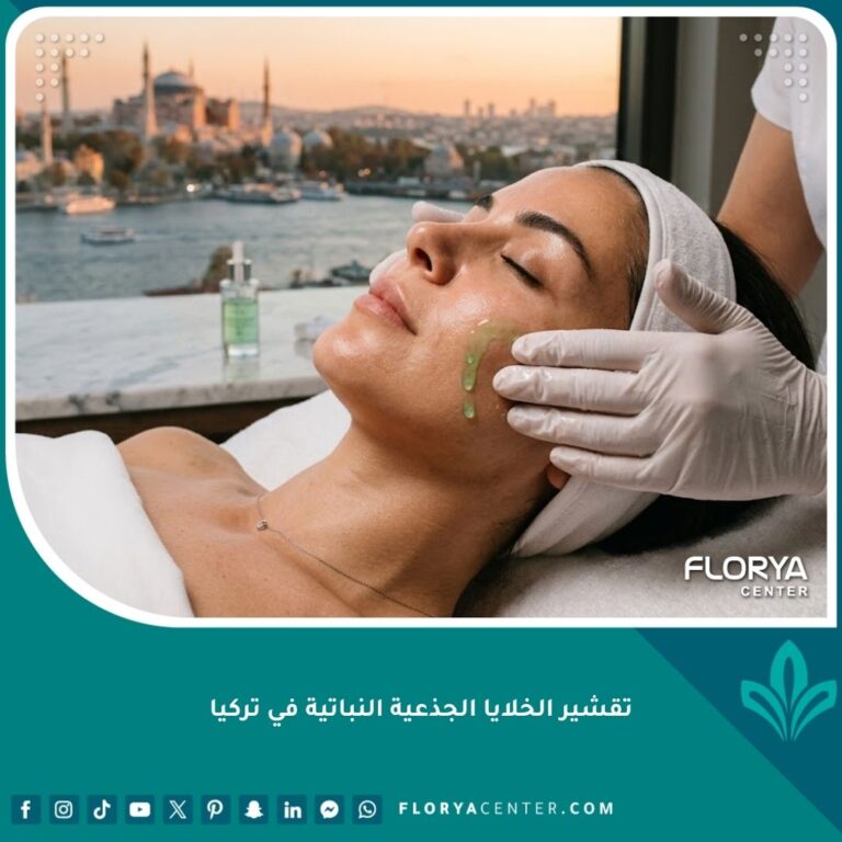 جلسة تقشير الخلايا الجذعية النباتية للبشرة في مركز تجميل فاخر في إسطنبول مع إطلالة على البوسفور للحصول على بشرة نضرة ومشدودة.