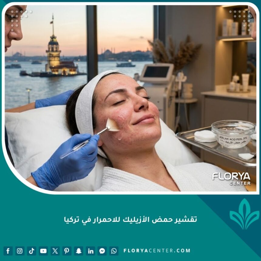 تقشير حمض الأزيليك للاحمرار في تركيا، تجربة مريحة في عيادة تجميل بإسطنبول.