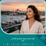 امرأة بتركيا بعد علاج البلازما الغنية بالصفائح للوجه، نظرة شبابية ومشرقة تطل على البوسفور في إسطنبول.