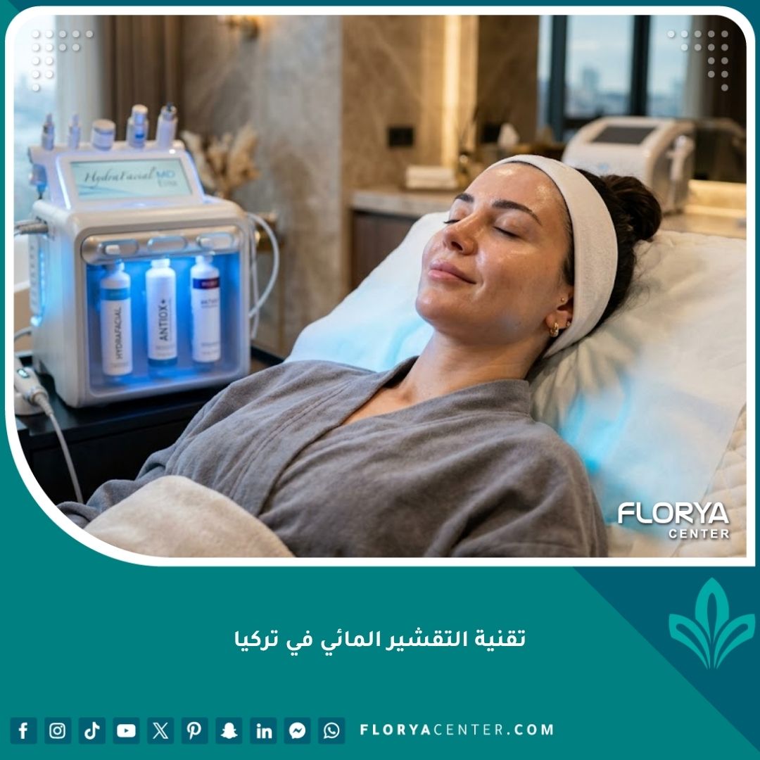 امرأة تبتسم ببشرة متوهجة وصافية بعد علاج التقشير المائي (بديل الهيدرافيشل) في عيادة تجميل راقية في اسطنبول.