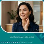 امرأة ذات ملامح جذابة ورقبة مشدودة كأفضل نتيجة بعد عملية شد الرقبة بالخيوط الجراحية الدائمة.