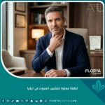 رجل واثق في عيادة طبية يفكر في تكلفة عملية تخشين الصوت في تركيا وخفض طبقة الصوت للرجال
