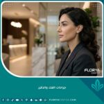 بروفايل جانبي لوجه امرأة يبرز تماثل الفك والذقن بعد عملية تجميلية ناجحة (جراحات الفك والذقن).