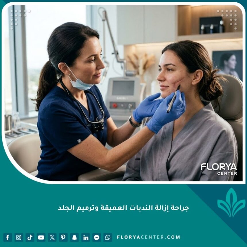 جراحة إزالة الندبات العميقة وترميم الجلد في عيادة تجميل متطورة