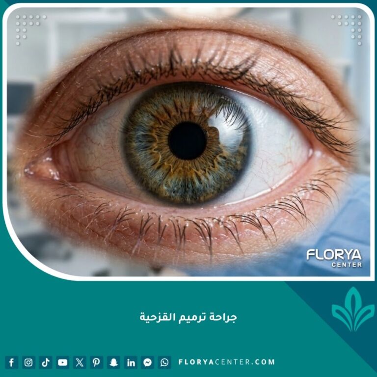 لقطة مكبرة احترافية لعين بشرية بعد خضوعها لعملية جراحة ترميم القزحية بنجاح، تظهر التفاصيل الدقيقة والمظهر الطبيعي للقزحية المستعادة.