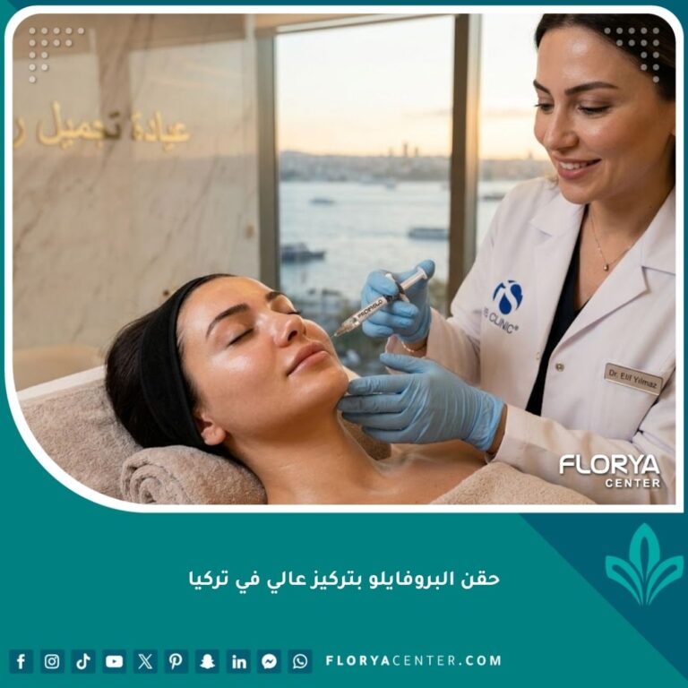 طبيبة جلدية تجري حقن البروفايلو عالي التركيز في عيادة تجميل فاخرة في اسطنبول بتركيا.
