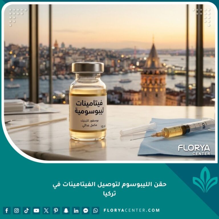 صورة بارزة سينمائية لزجاجة حقن الليبوسوم لتوصيل الفيتامينات في عيادة فاخرة في إسطنبول، تركيا.