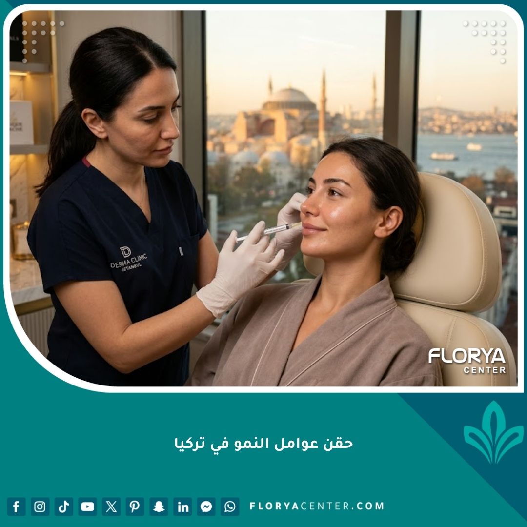 إجراء حقن عوامل النمو للوجه في عيادة تجميل فاخرة في اسطنبول، تركيا لتجديد الكولاجين طبيعياً.