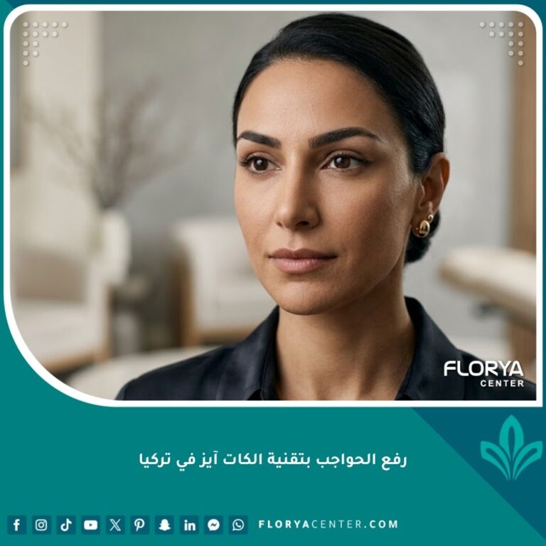 صورة سينمائية لامرأة بعد عملية رفع الحواجب الكات آيز في تركيا، تظهر عيون لوزية مشدودة ونظرة جذابة.